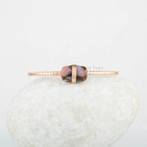 Pink Opal Copper Bracelet - 9x14mm Cushion Gemstone Jewelry - Gold Plated Bangle - 925 Silver Cuff Bangle - Jewelry for Women - Gift for Her